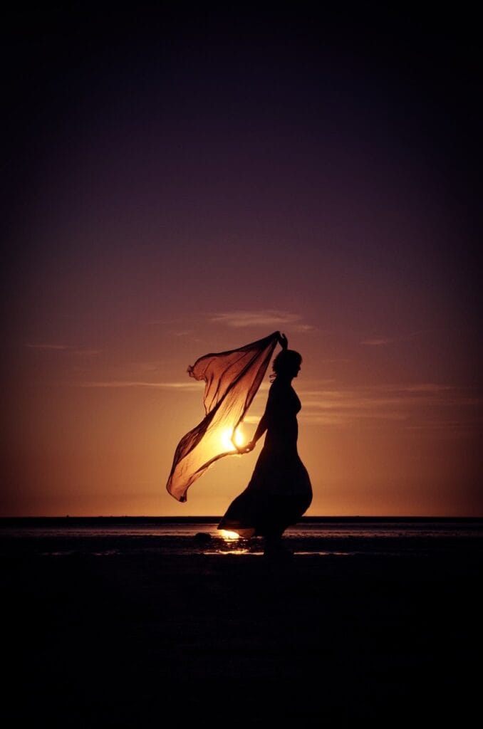 backlighting, nature, sunset, dusk, silhouette, evening atmosphere, beach, sea, romance